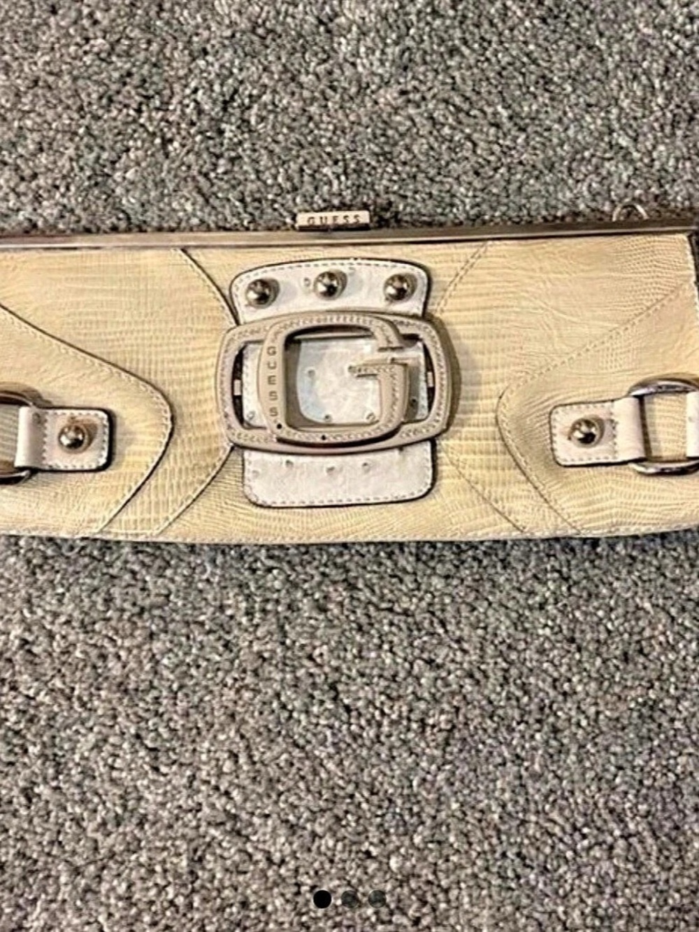 Guess Floral Frame Clutch in Cream & Brown